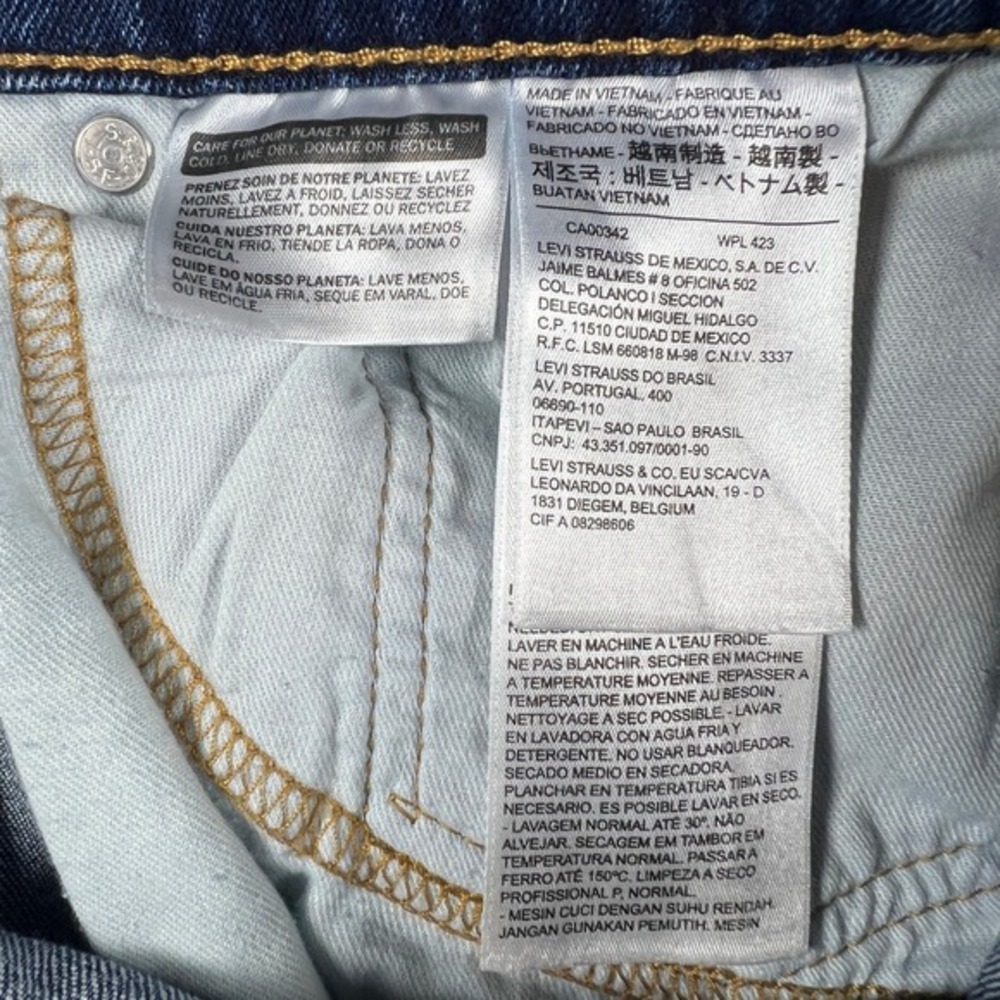 Levis 505 Regular Fit Dark Wash Straight Leg Jeans Mens 38x30 Blue Denim - Picture 9 of 11